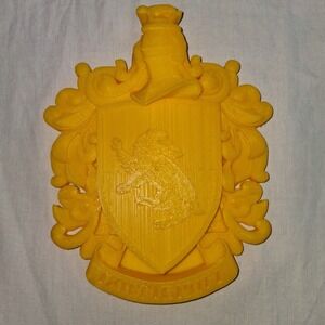 Hogwarts Crest Wall Plaque Yellow 3D Printed Harry Potter House Symbol Decor